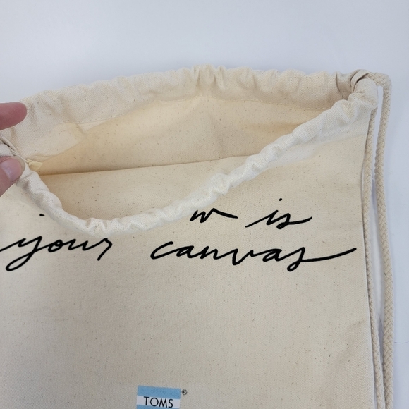 Toms Shoes Canvas Drawstring Backpack Tote Tomorrow Is Your Canvas - Picture 6 of 7